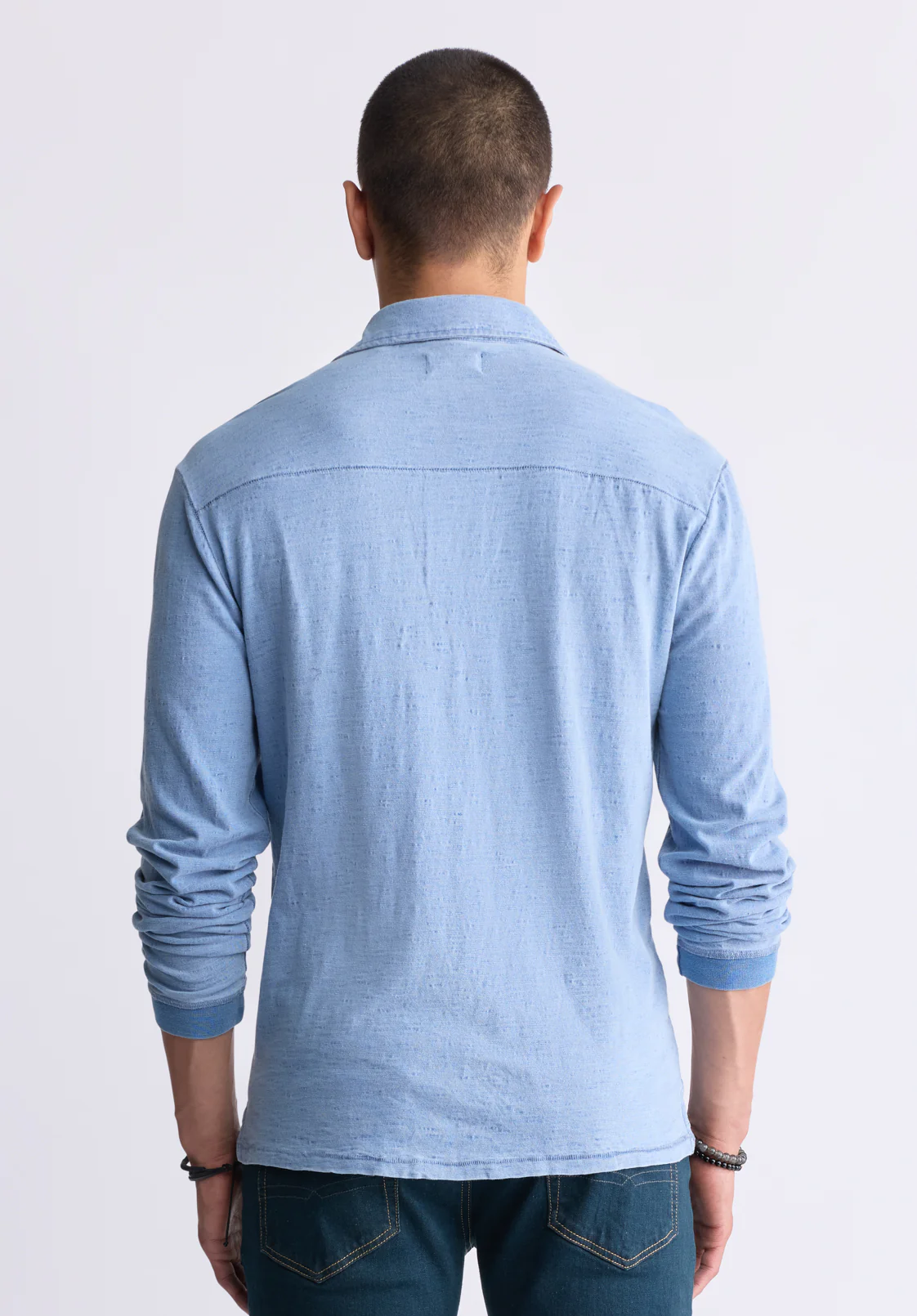 Kimmy Men's Long-Sleeve Polo with Pocket, Blue - BM24492 - Image 4