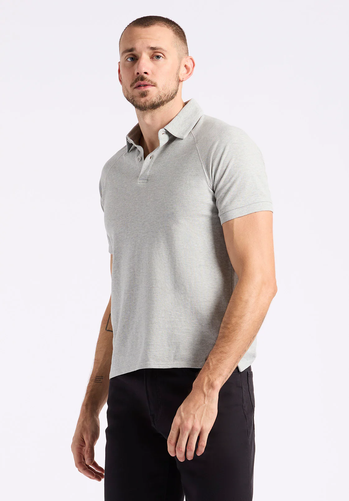 Kindell Men's Short-Sleeve Pique Polo, Heather Grey - BM24608 - Image 2