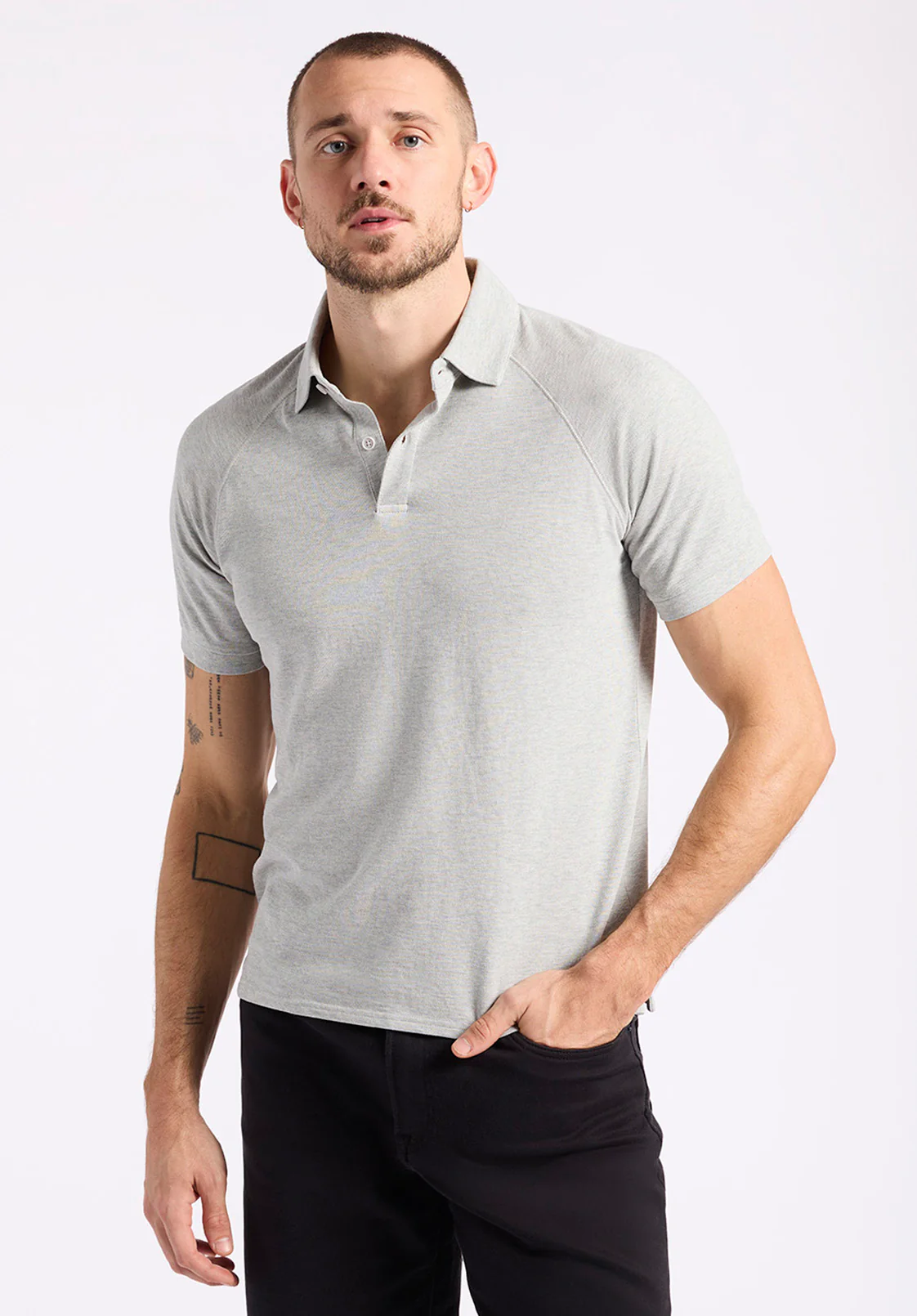 Kindell Men's Short-Sleeve Pique Polo, Heather Grey - BM24608 - Image 4