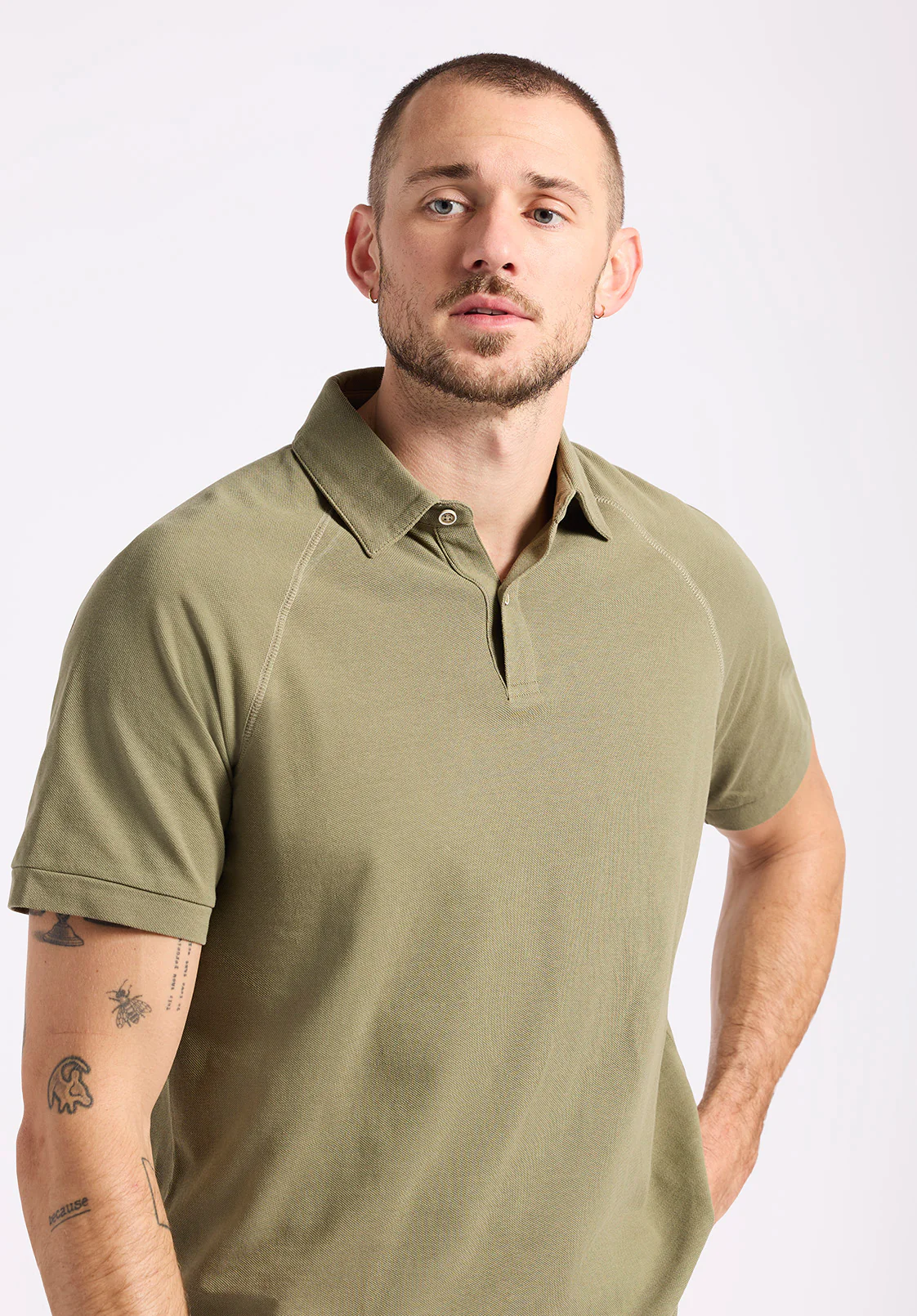 Kindell Men's Short-Sleeve Pique Polo, Army Green - BM24608 - Image 2