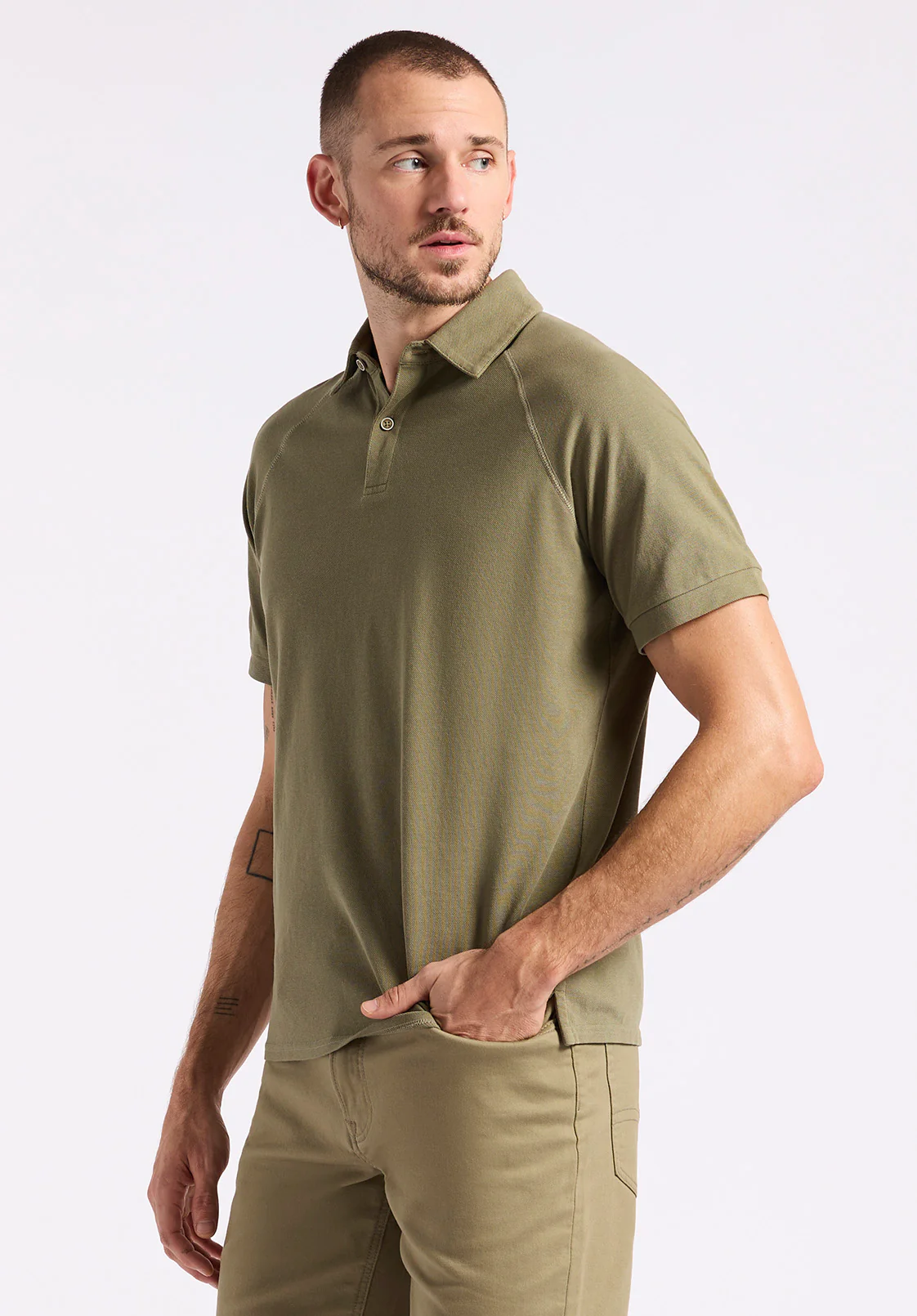 Kindell Men's Short-Sleeve Pique Polo, Army Green - BM24608 - Image 3