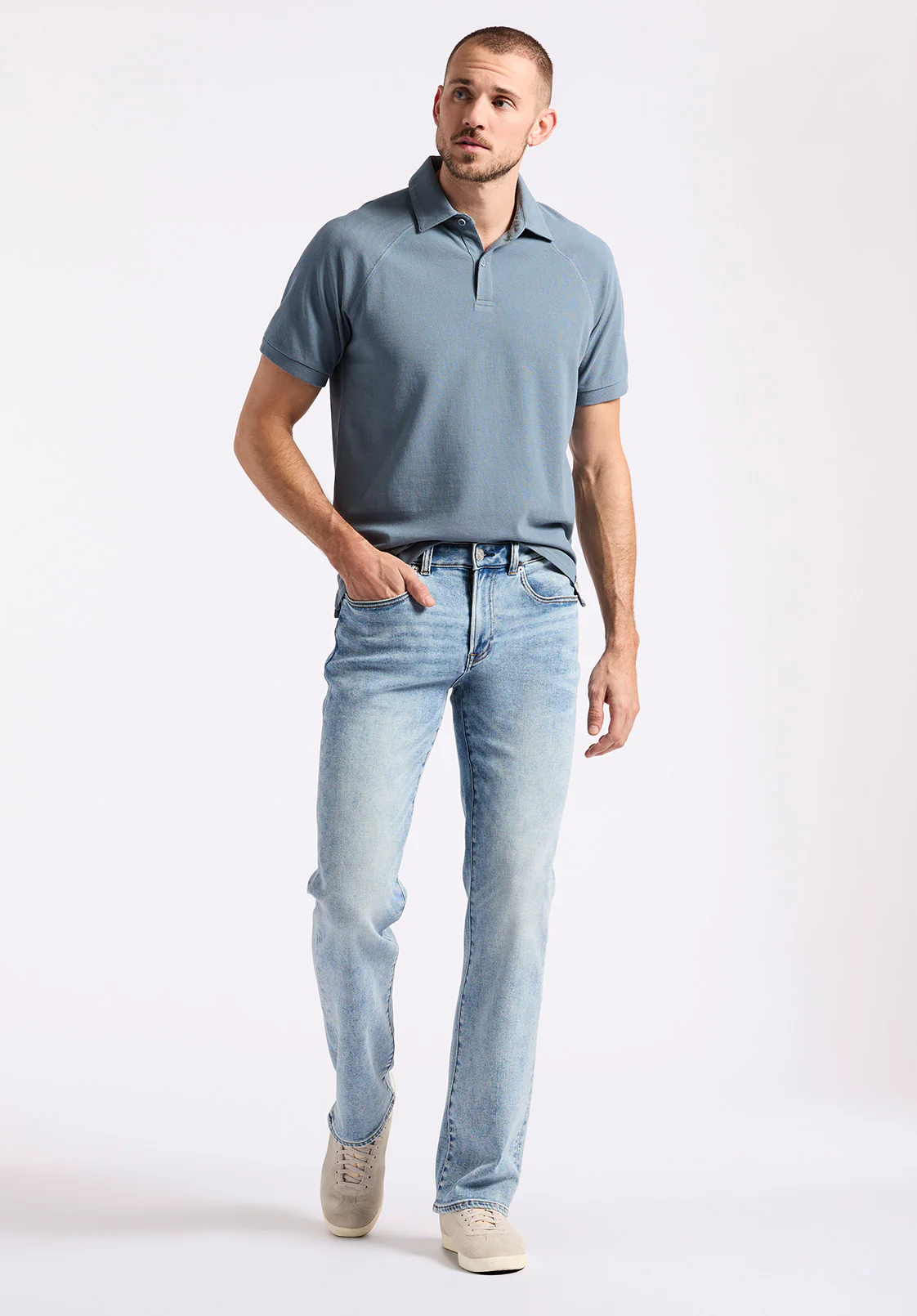 Kindell Men's Short-Sleeve Pique Polo, Mirage Blue - BM24608