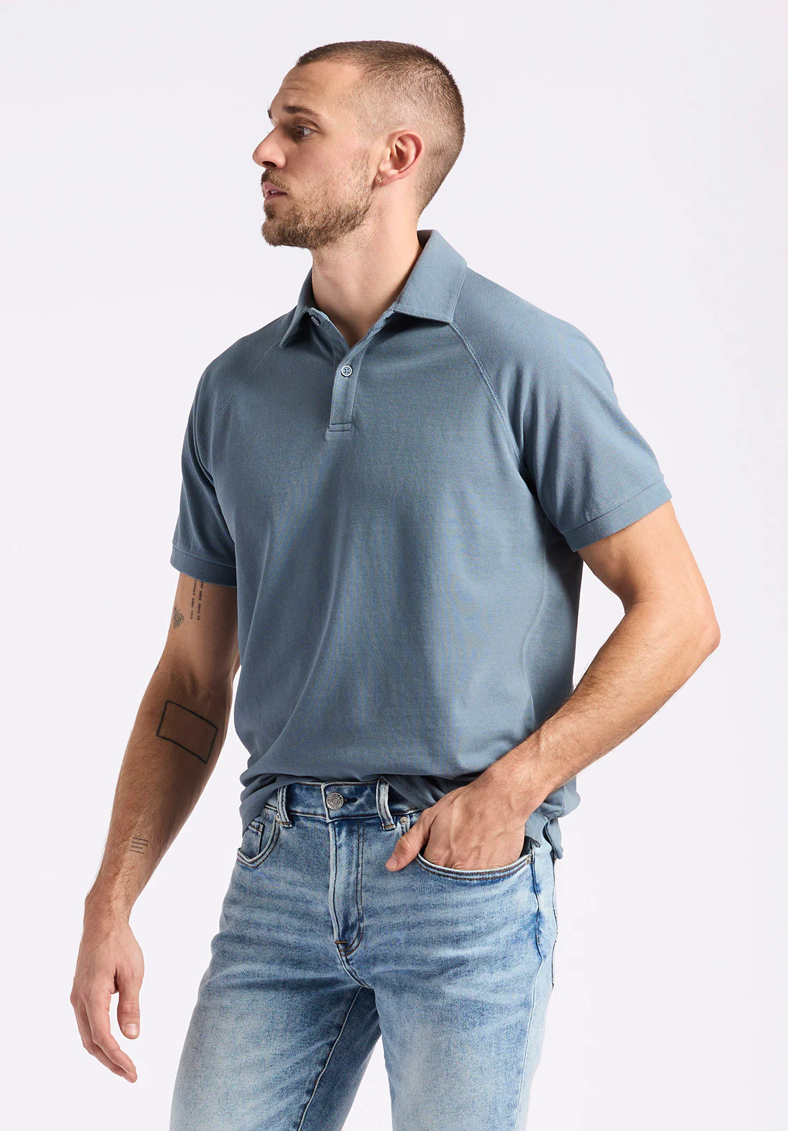 Kindell Men's Short-Sleeve Pique Polo, Mirage Blue - BM24608 - Image 3