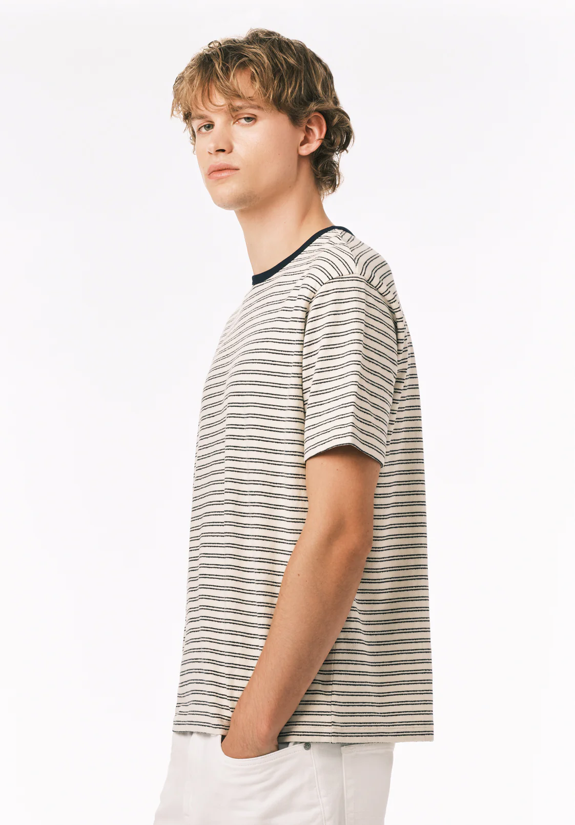 Kindo Men’s Striped T-Shirt, Whale - BM24901 - Image 2