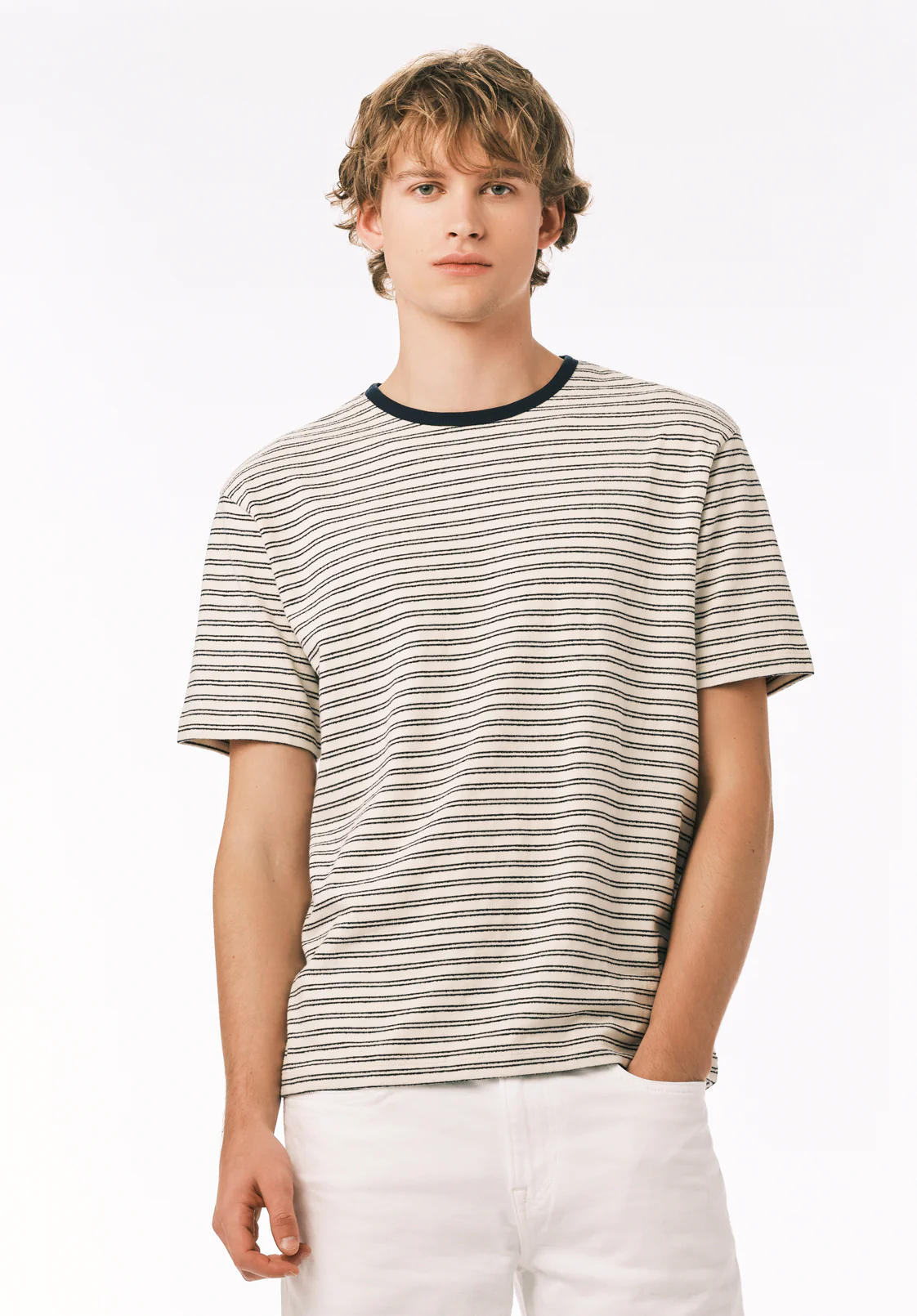 Kindo Men’s Striped T-Shirt, Whale - BM24901 - Image 3