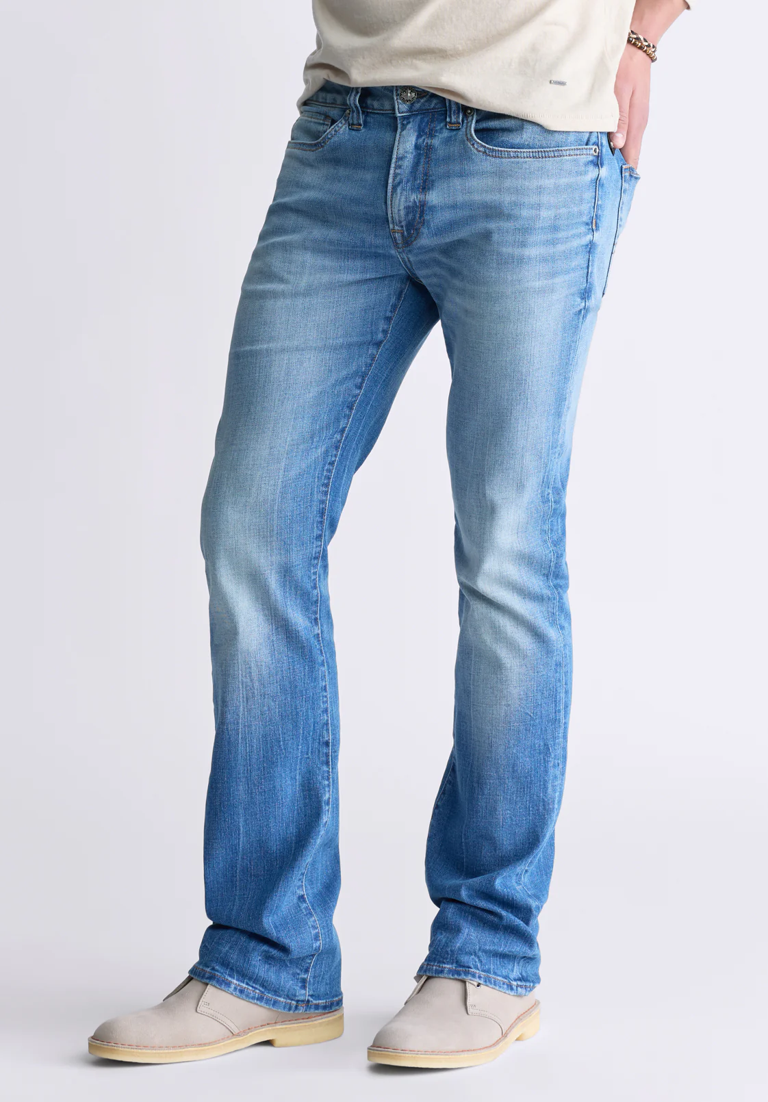 Slim Boot King Men's Jeans, Veined and Sanded Indigo - BM26004 - Image 4