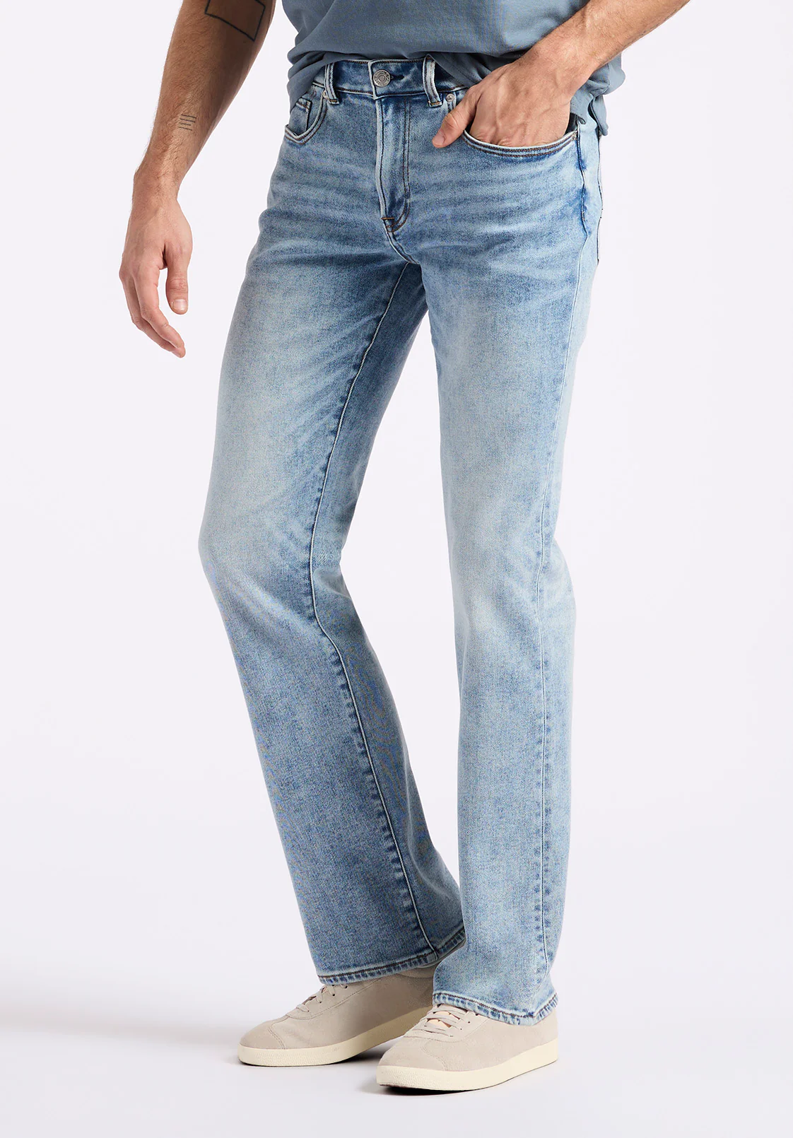 Slim Bootcut King Men's Jeans, Sanded and Whiskered Blue - BM26086 - Image 3