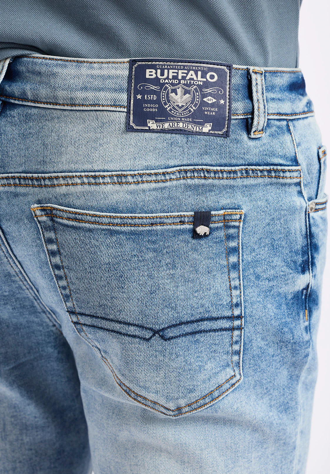 Slim Bootcut King Men's Jeans, Sanded and Whiskered Blue - BM26086 - Image 5