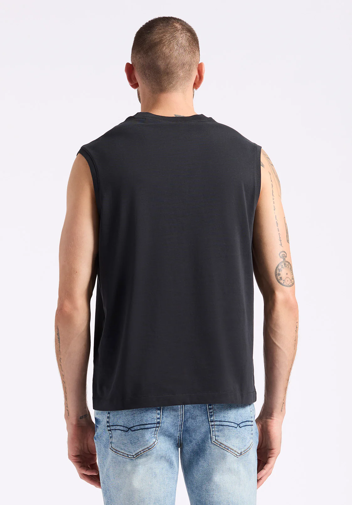 Kingster Men's Sleeveless Crew Neck Relaxed Fit Jersey Tank Top, Black - BM24601 - Image 4