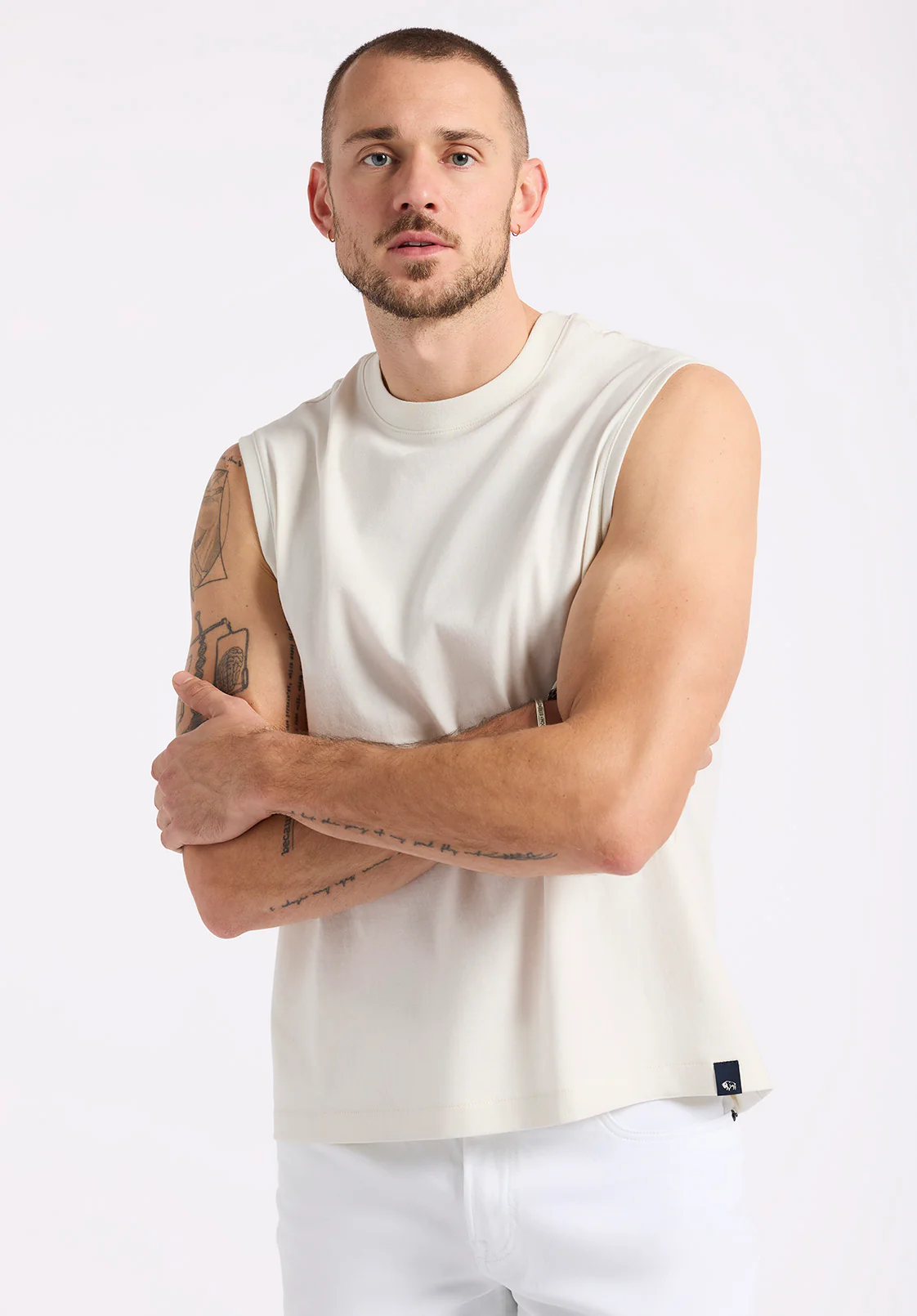 Kingster Men's Relaxed Fit Jersey Tank, Milk - BM24601 - Image 2