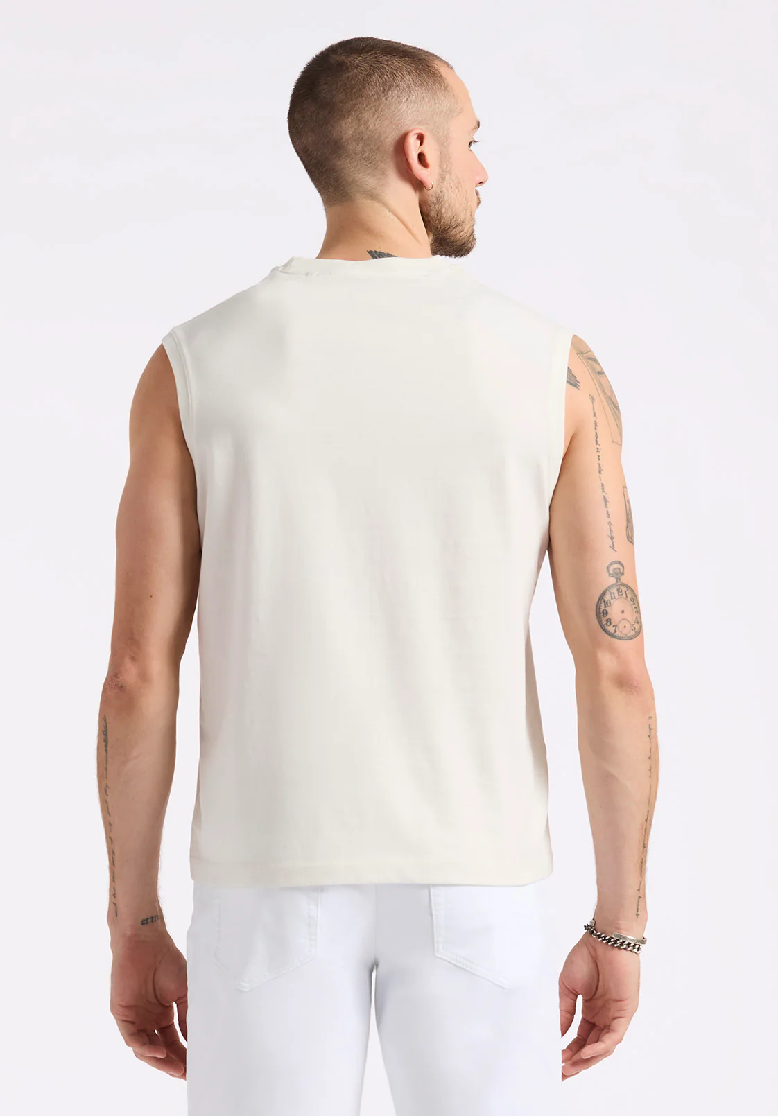 Kingster Men's Relaxed Fit Jersey Tank, Milk - BM24601 - Image 3