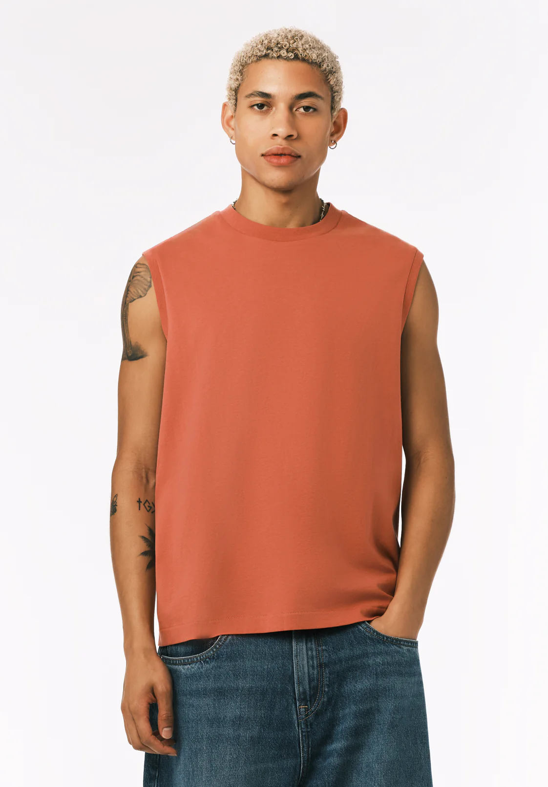 Kingster Men's Relaxed Fit Jersey Tank, Mineral Red - BM24601 - Image 2