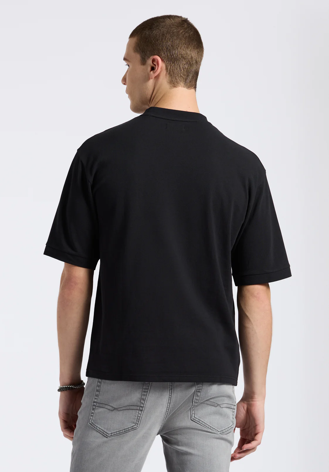 Kinsley Men's Pique Crew Neck Relaxed T-Shirt, Black - BM24609 - Image 3