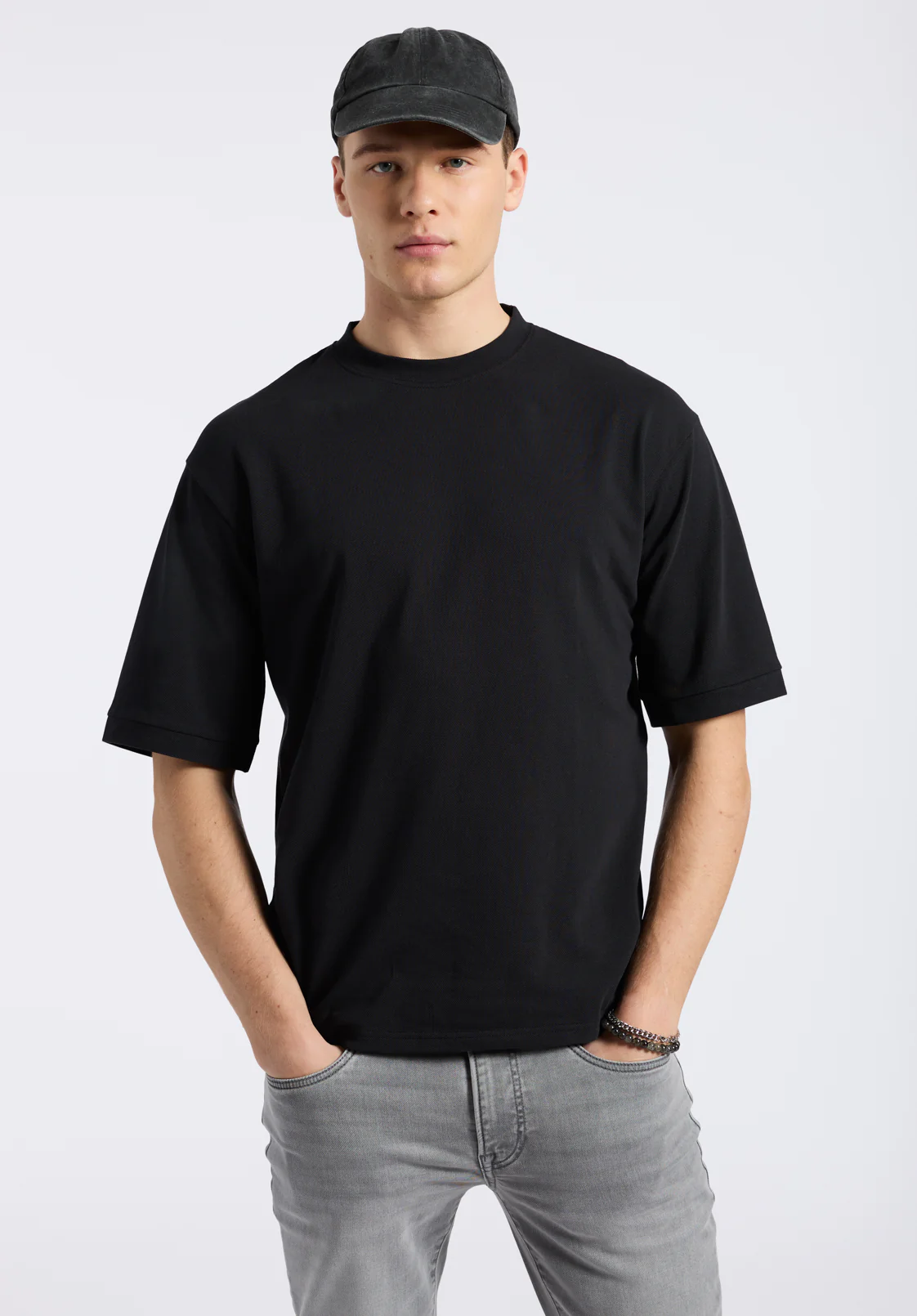 Kinsley Men's Pique Crew Neck Relaxed T-Shirt, Black - BM24609 - Image 4