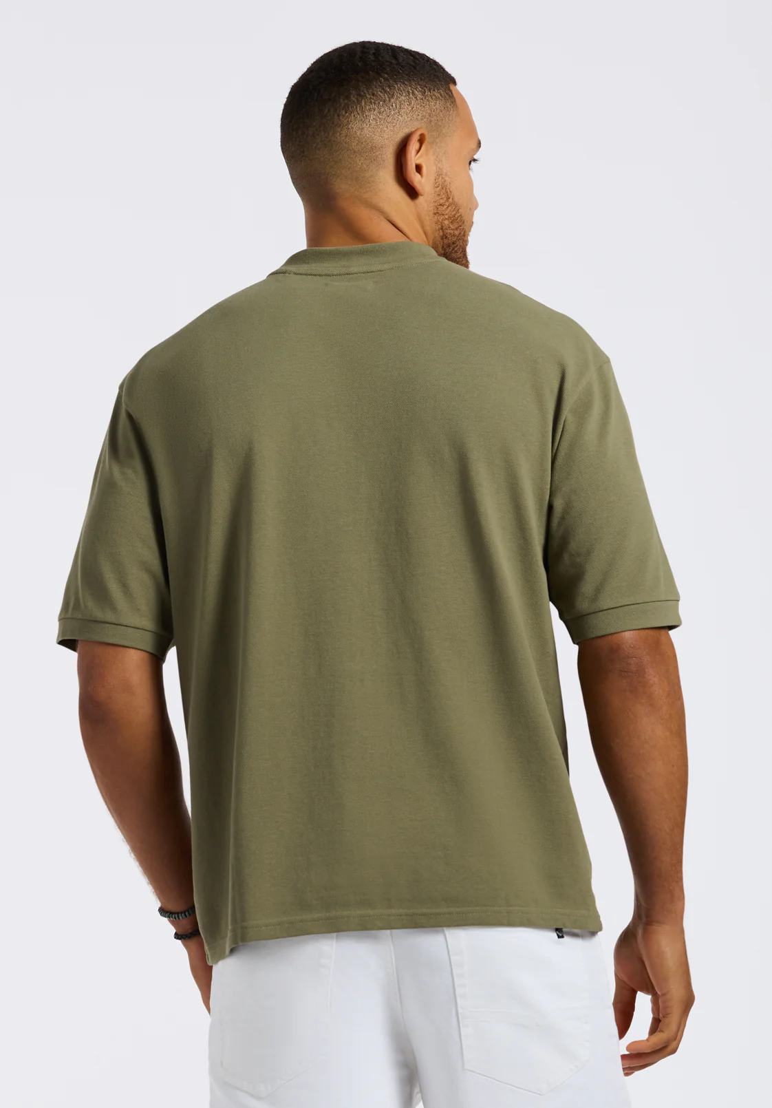 Kinsley Men's Pique Crew Neck Relaxed T-Shirt, Army Green - BM24609 - Image 3
