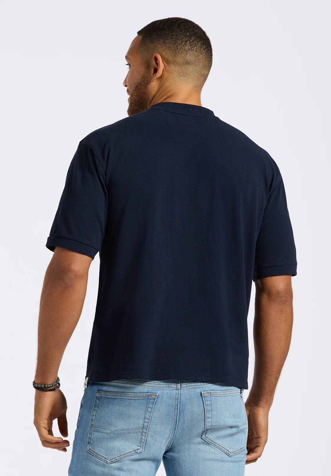 Kinsley Men's Piqué Crew Neck Relaxed T-Shirt, Midnight Blue - BM24609 - Image 4