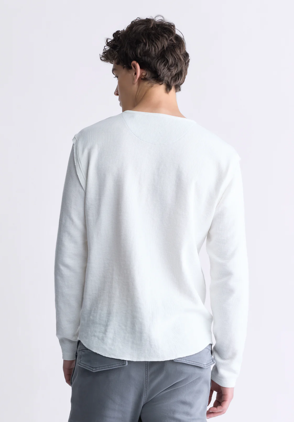 Kipato Men's Long-Sleeve Henley Top, White - BM24434 - Image 4