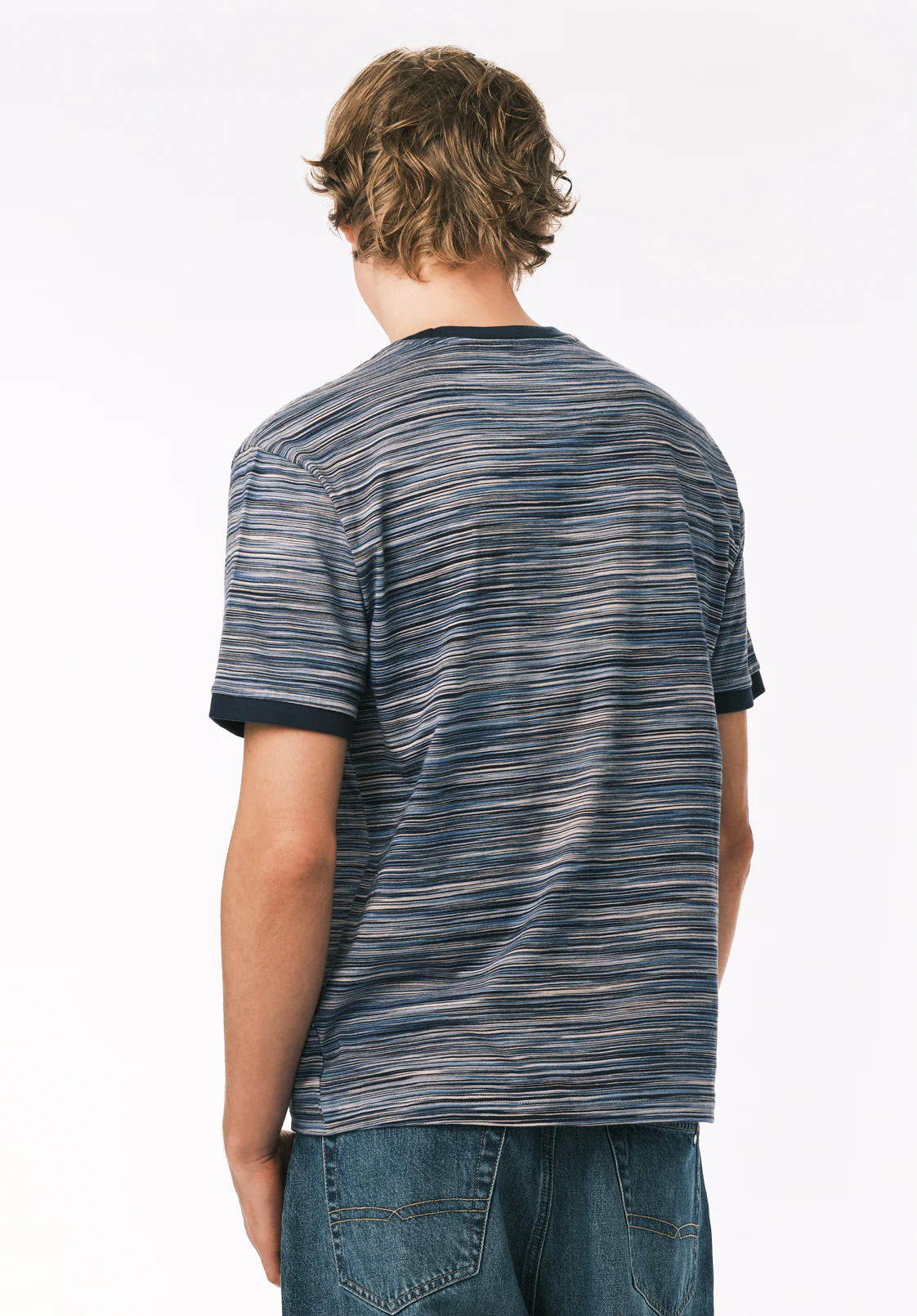 Kirion Men’s Striped T-Shirt, Faded Denim - BM24783 - Image 4