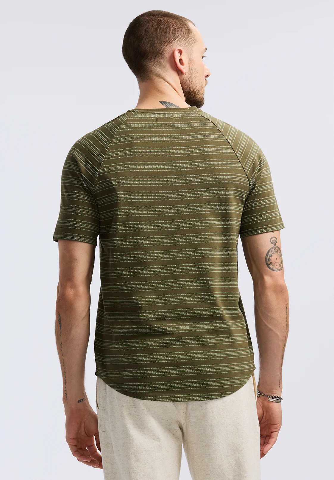 Klaus Men's Short-Sleeve Striped Henley Top, Fern - BM24630 - Image 4