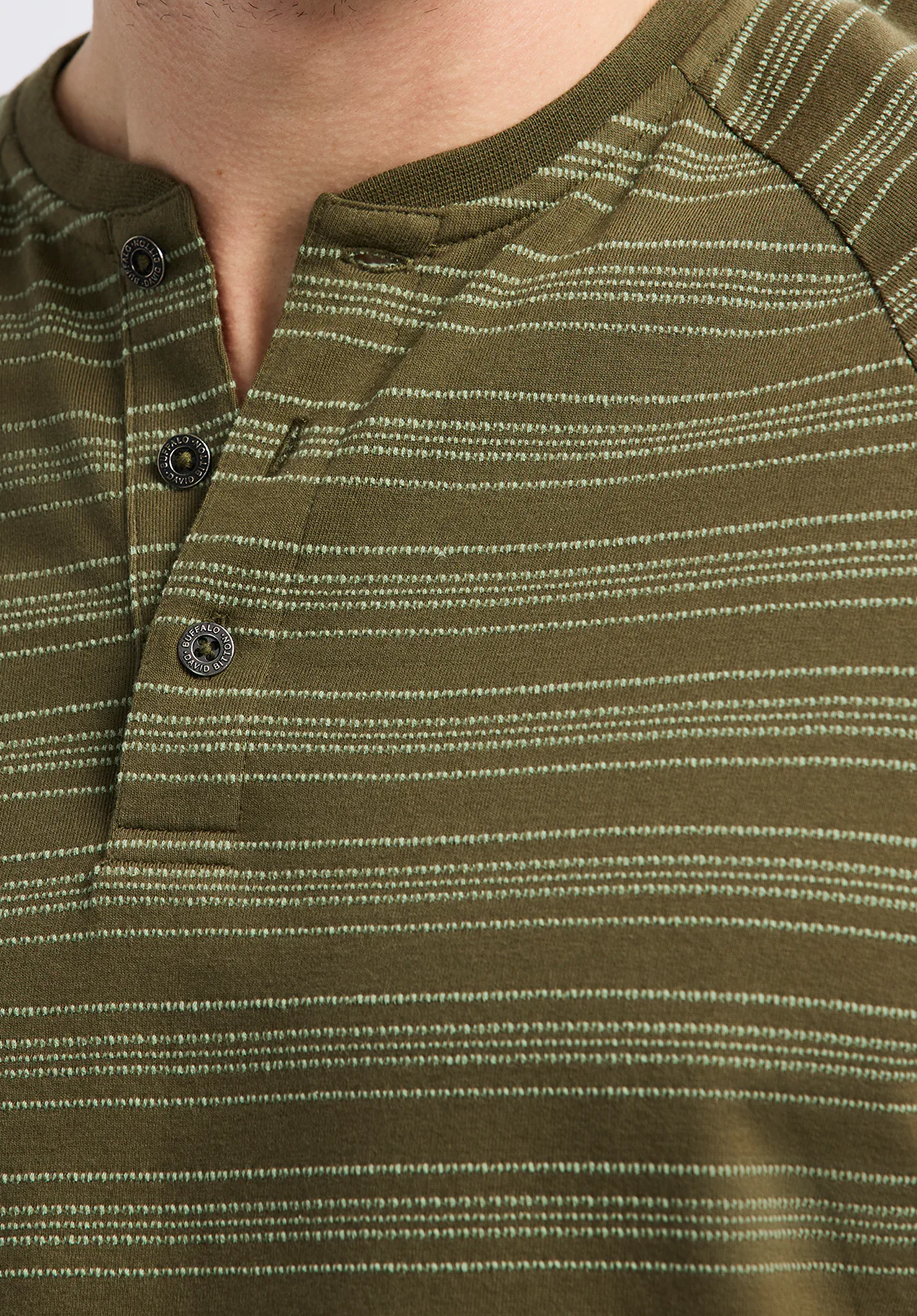 Klaus Men's Short-Sleeve Striped Henley Top, Fern - BM24630 - Image 5
