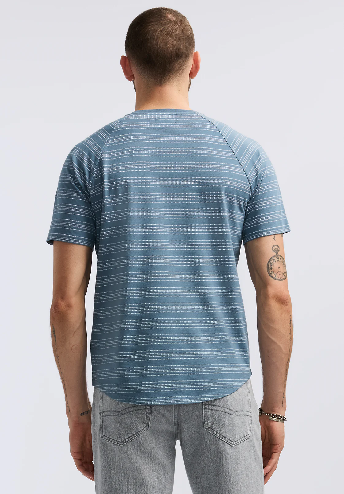 Klaus Men's Short-Sleeve Striped Henley Top, Mirage - BM24630 - Image 4