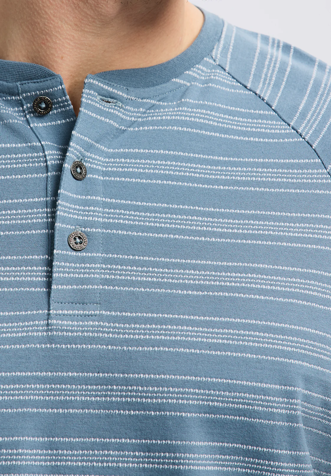 Klaus Men's Short-Sleeve Striped Henley Top, Mirage - BM24630 - Image 5