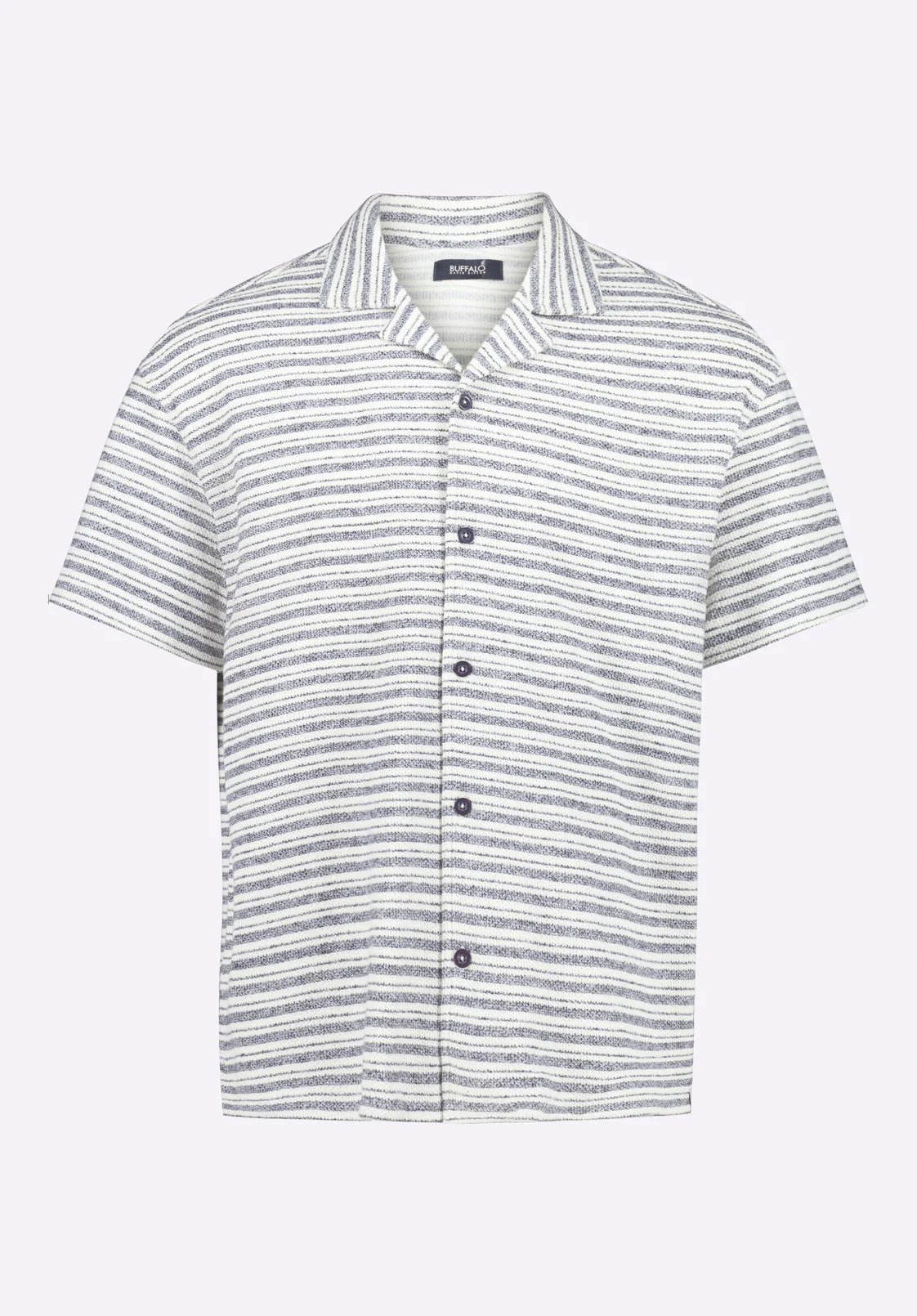Koddy Men's Short-Sleeve Striped Jersey Button-Up Relaxed Fit Shirt, Midnight Blue - BM24599 - Image 5