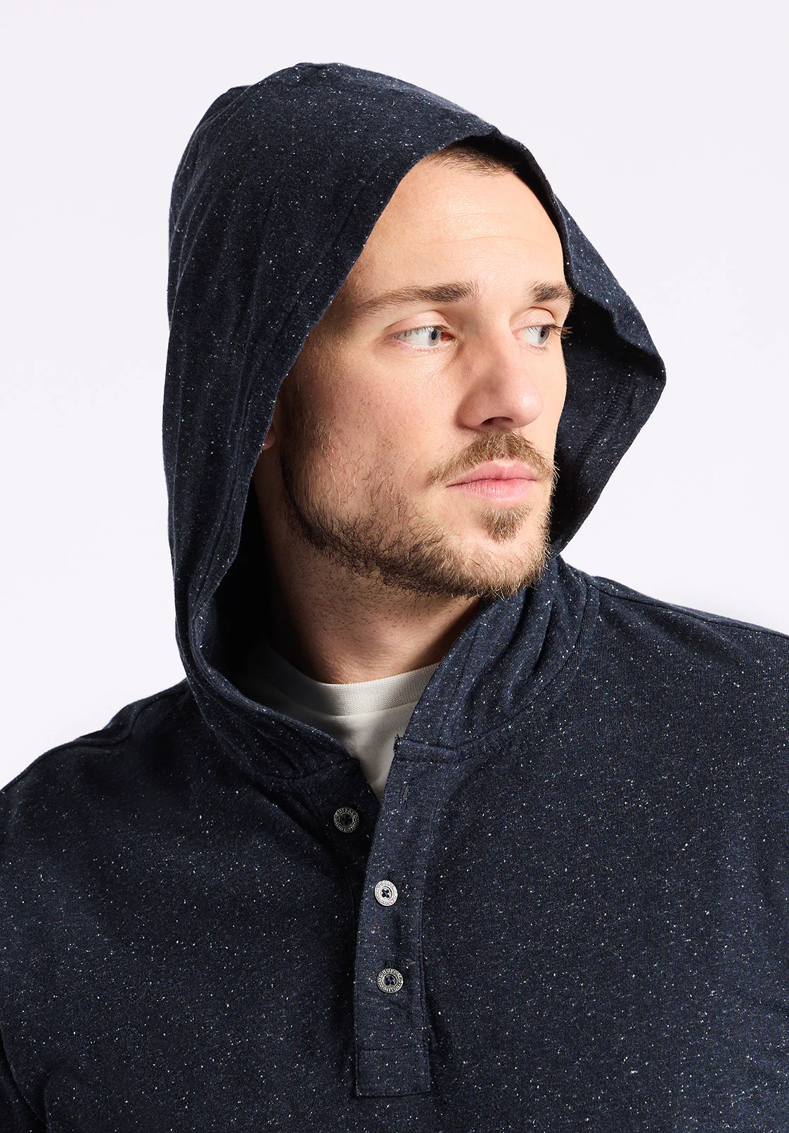 Kolder Men's Relaxed Fit Hooded Henley Top, Whale - BM24544 - Image 5