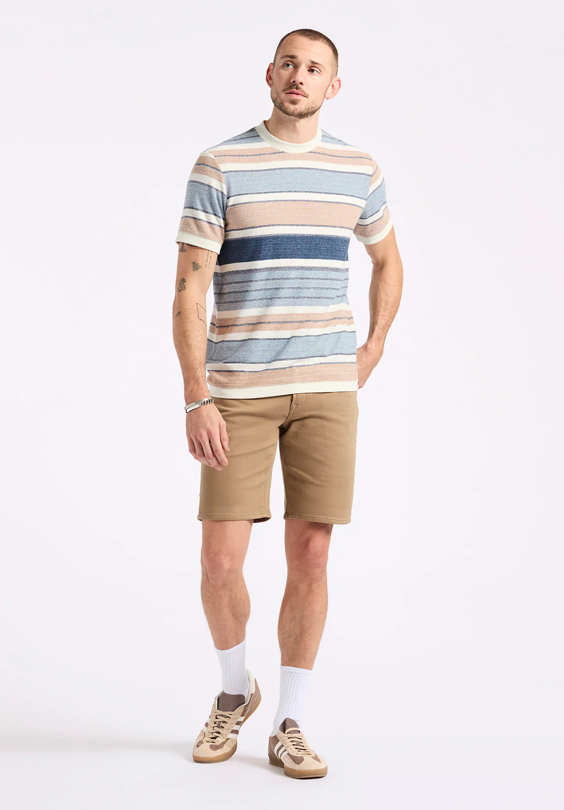 Konnair Men's Short-Sleeve Texture Jersey Striped T-Shirt, Blue - BM24545