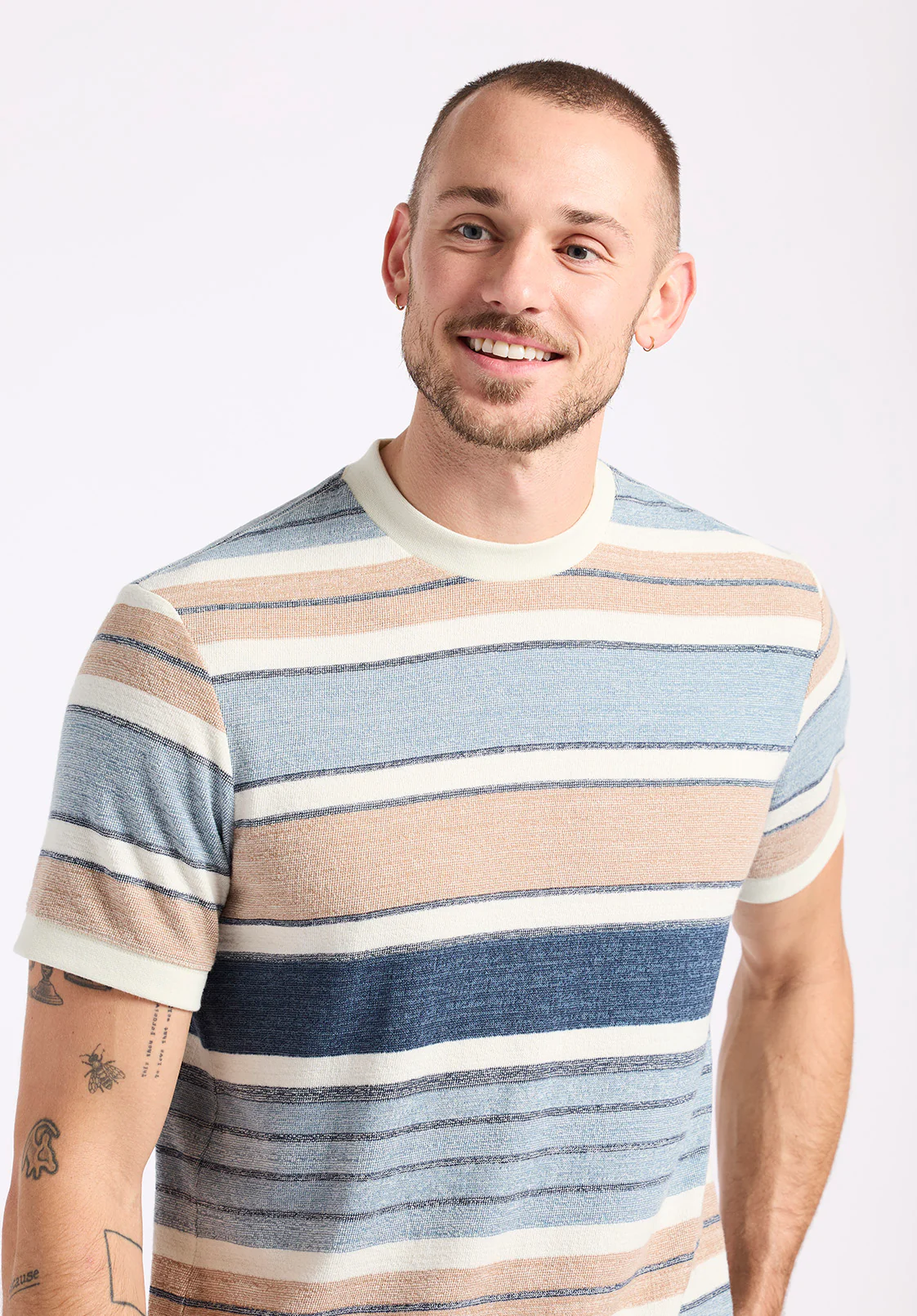 Konnair Men's Short-Sleeve Texture Jersey Striped T-Shirt, Blue - BM24545 - Image 2