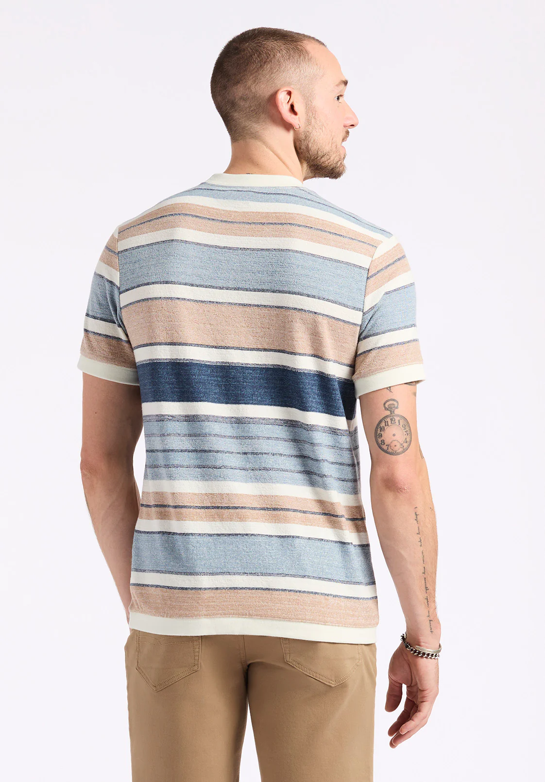 Konnair Men's Short-Sleeve Texture Jersey Striped T-Shirt, Blue - BM24545 - Image 4