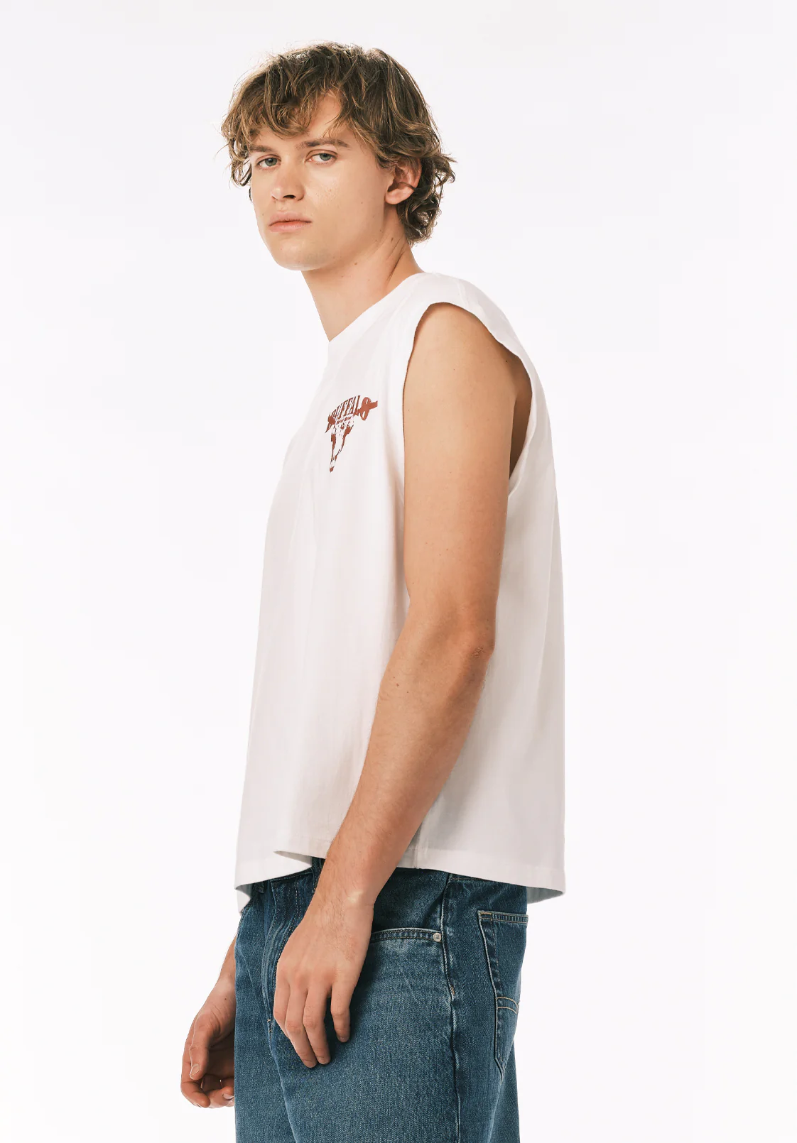 Kurt Men’s Cropped Graphic Tank, White - BM24854 - Image 4