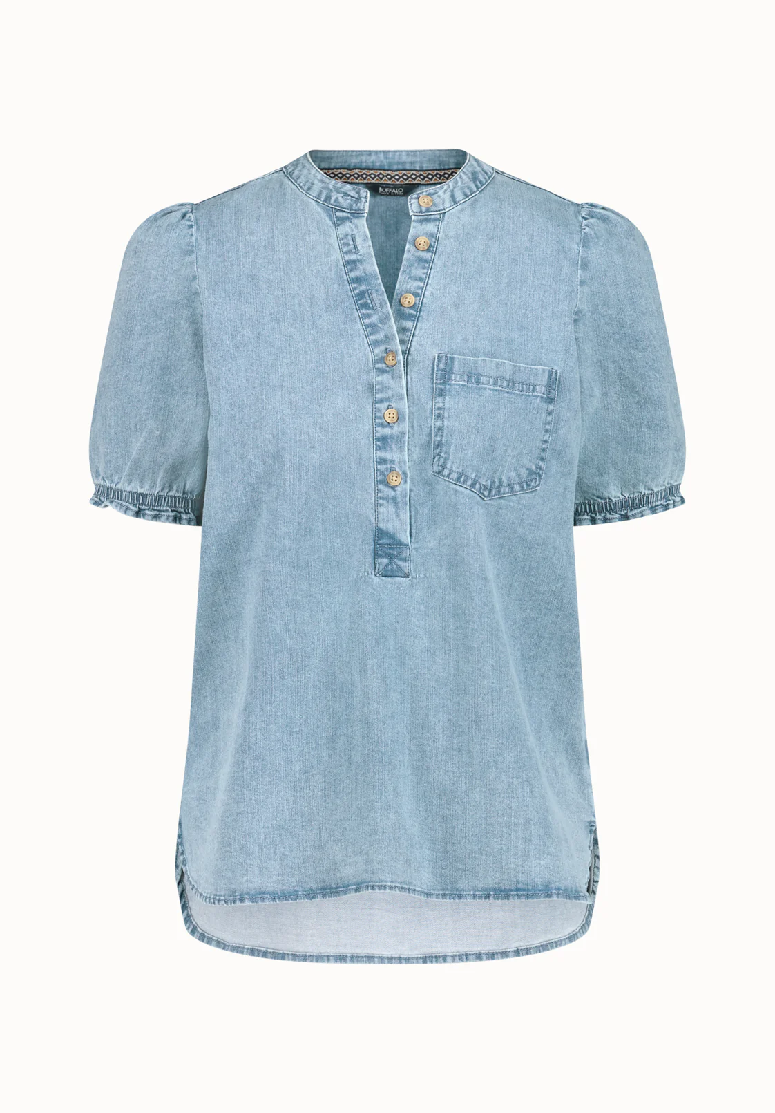 Lenore Women’s Puffed Sleeve Blouse, Classic Vintage Blue - WT0191P - Image 5