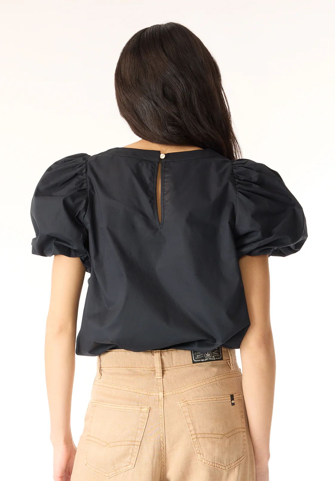 Leonella Women's Puff Sleeve Embroidered Blouse, Black - WT0204P - Image 4