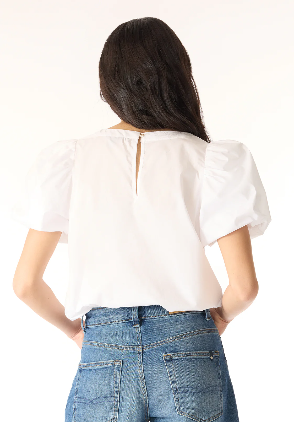 Leonella Women's Puff Sleeve Embroidered Blouse, White - WT0204P - Image 4