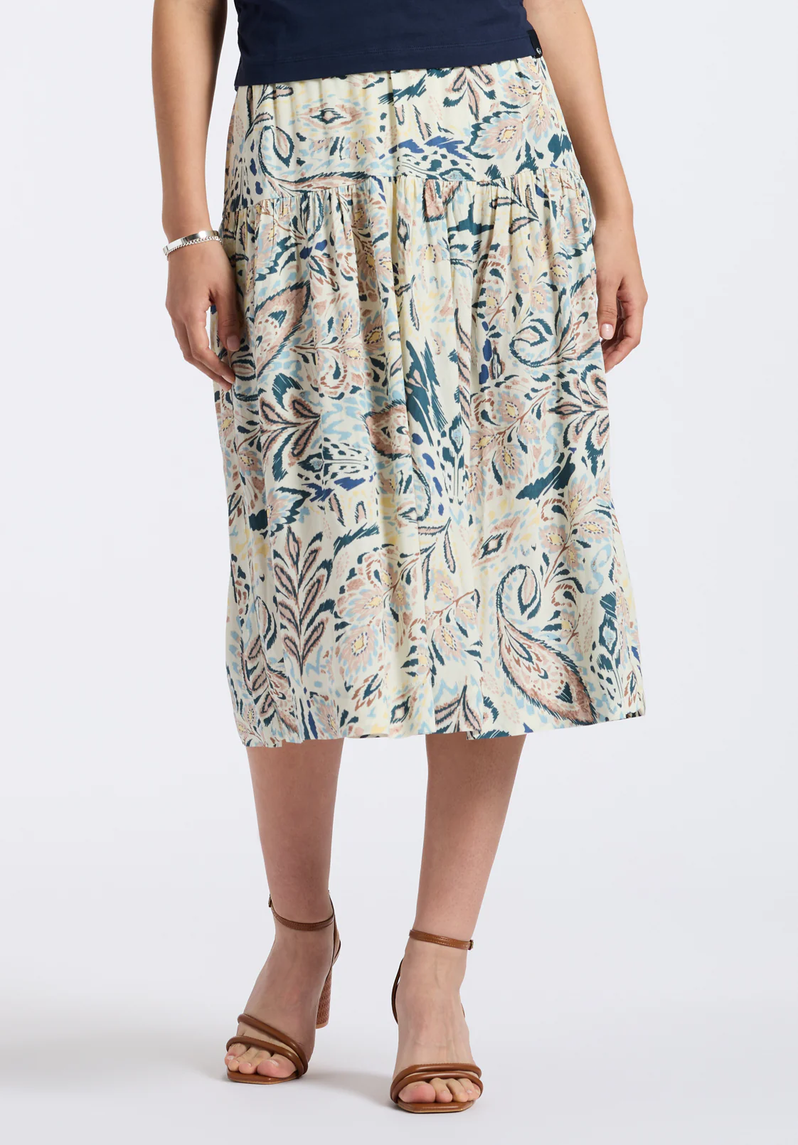 Lupita Women's Floral Print Tiered Midi Skirt, Paisley - WS0016P - Image 2