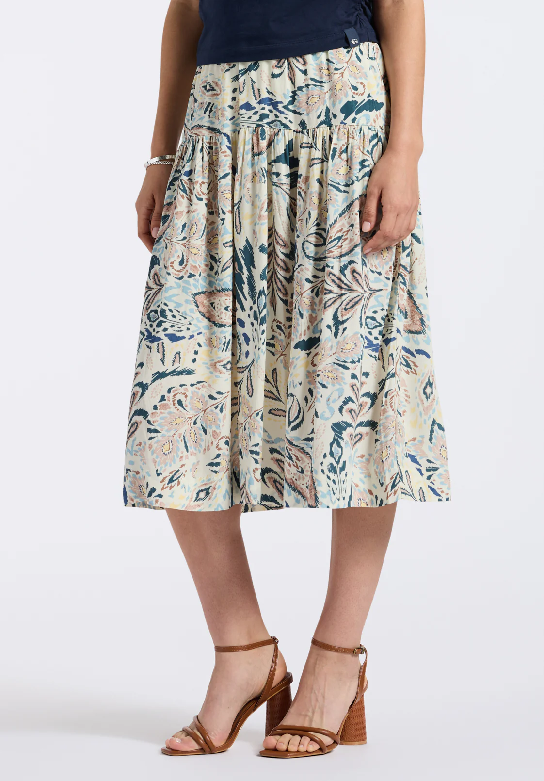 Lupita Women's Floral Print Tiered Midi Skirt, Paisley - WS0016P - Image 3