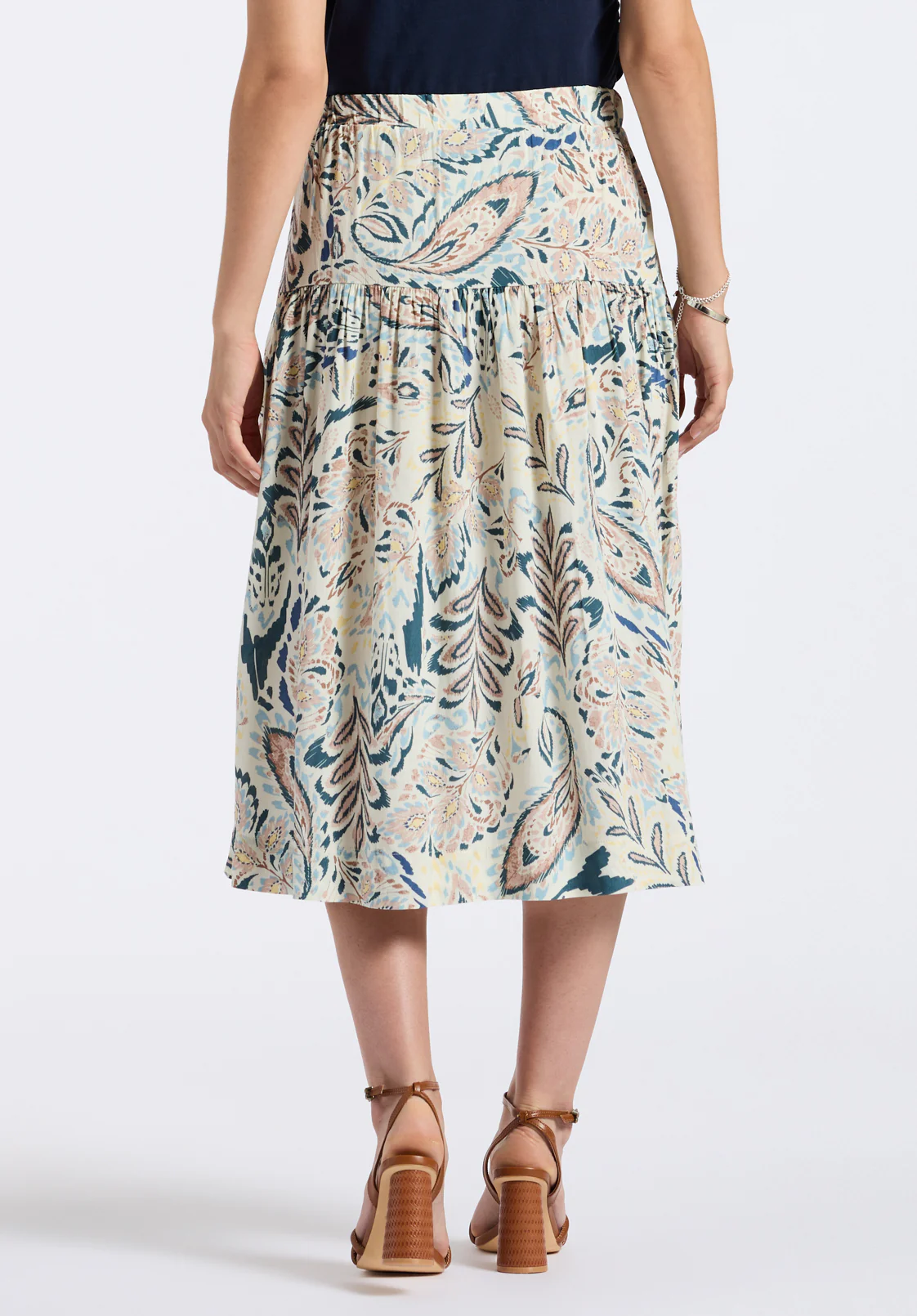 Lupita Women's Floral Print Tiered Midi Skirt, Paisley - WS0016P - Image 4