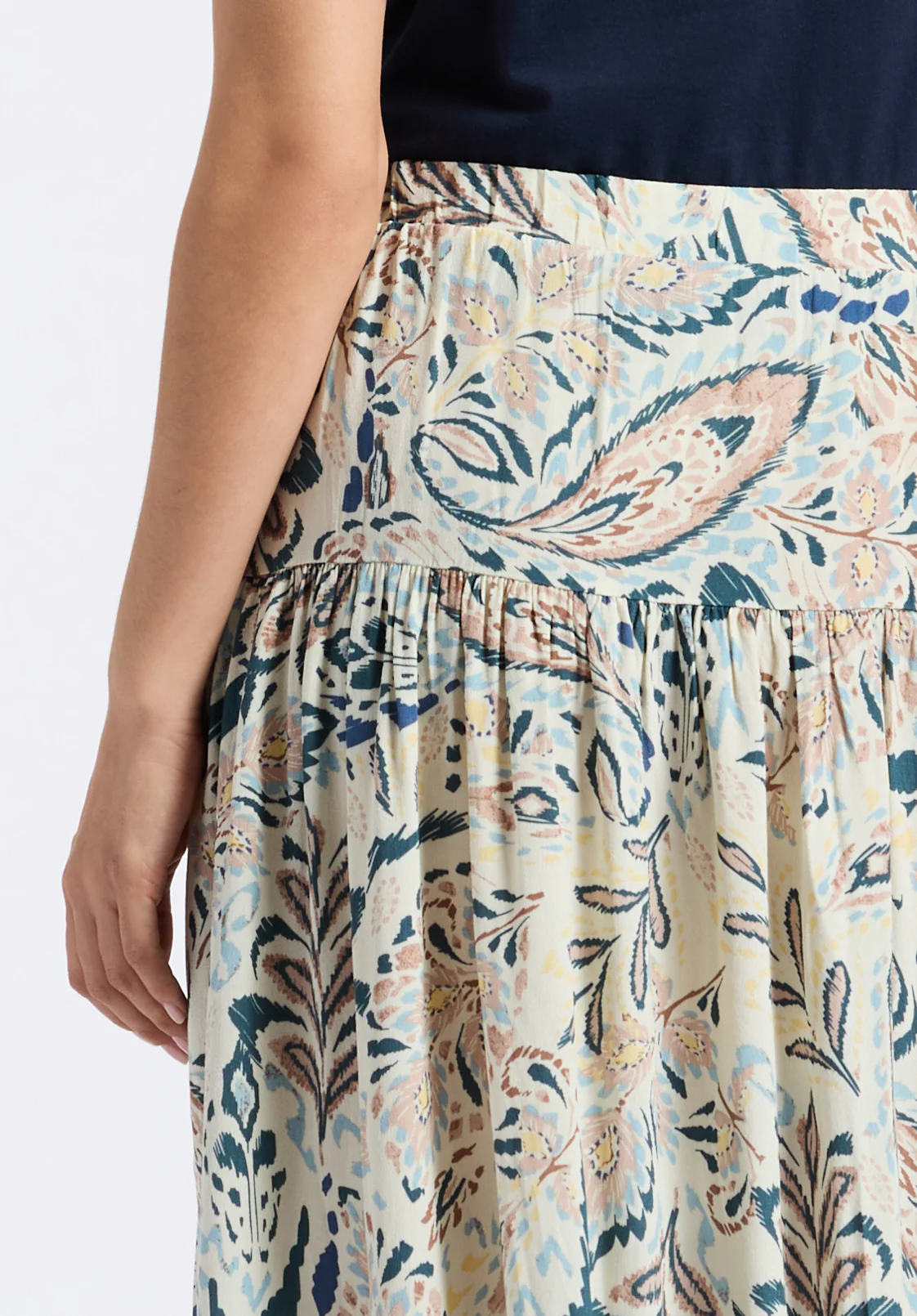 Lupita Women's Floral Print Tiered Midi Skirt, Paisley - WS0016P - Image 5