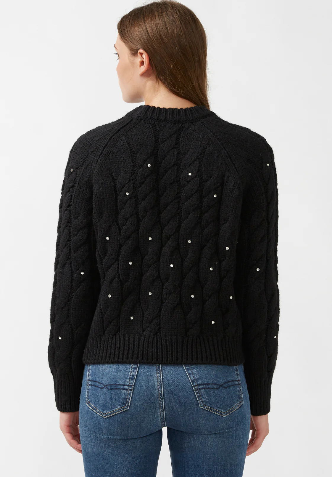 Magari Women's Long Sleeve Crewneck Cable Sweater in Black - SW0030H - Image 3