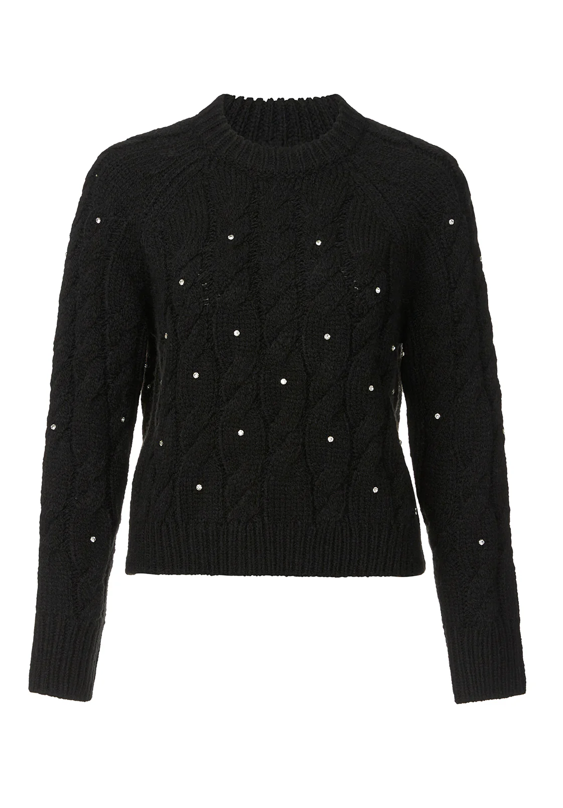 Magari Women's Long Sleeve Crewneck Cable Sweater in Black - SW0030H - Image 6