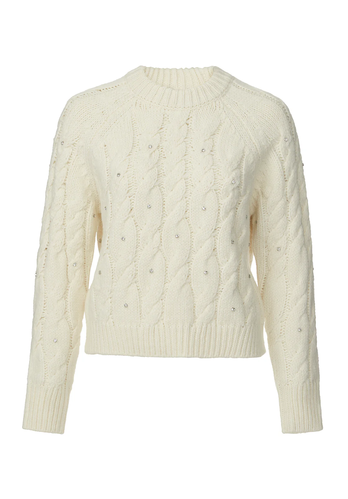 Magari Women's Long Sleeve Crewneck Cable Sweater in Ivory - SW0030H - Image 7