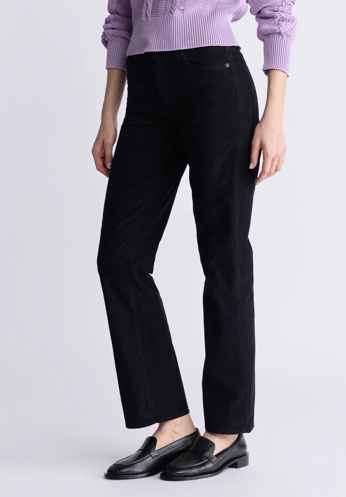 Mid Rise Straight Mary Women's Pants, Rinse Washed Black - BL16007 - Image 4