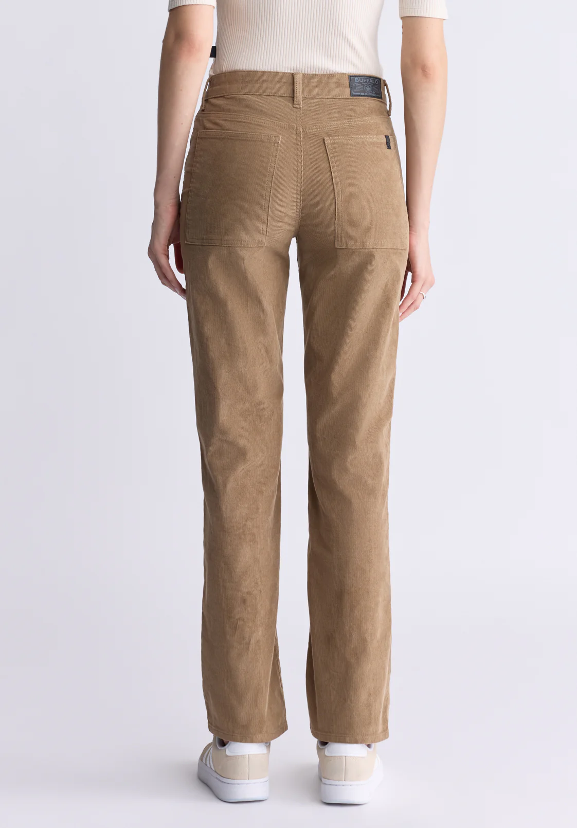 Mid Rise Straight Mary Women's Pants, Rinse Washed Beige - BL16007 - Image 3