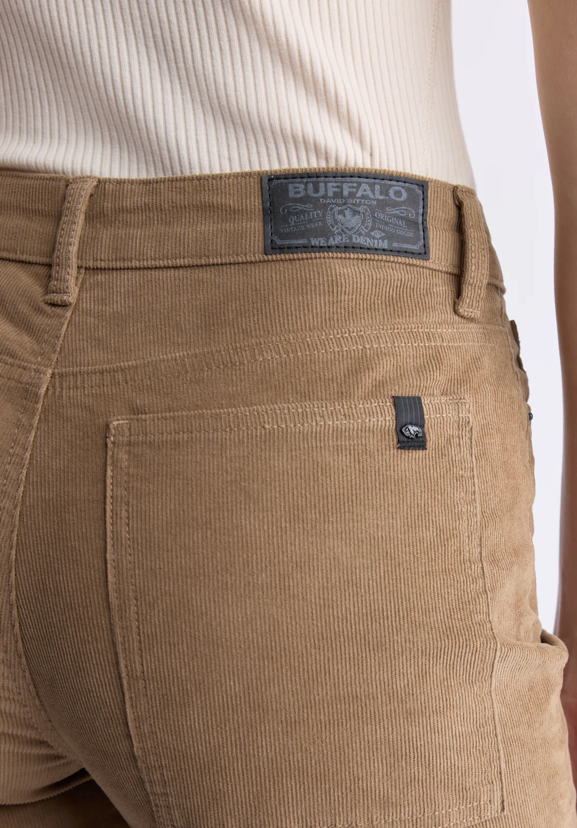 Mid Rise Straight Mary Women's Pants, Rinse Washed Beige - BL16007 - Image 5