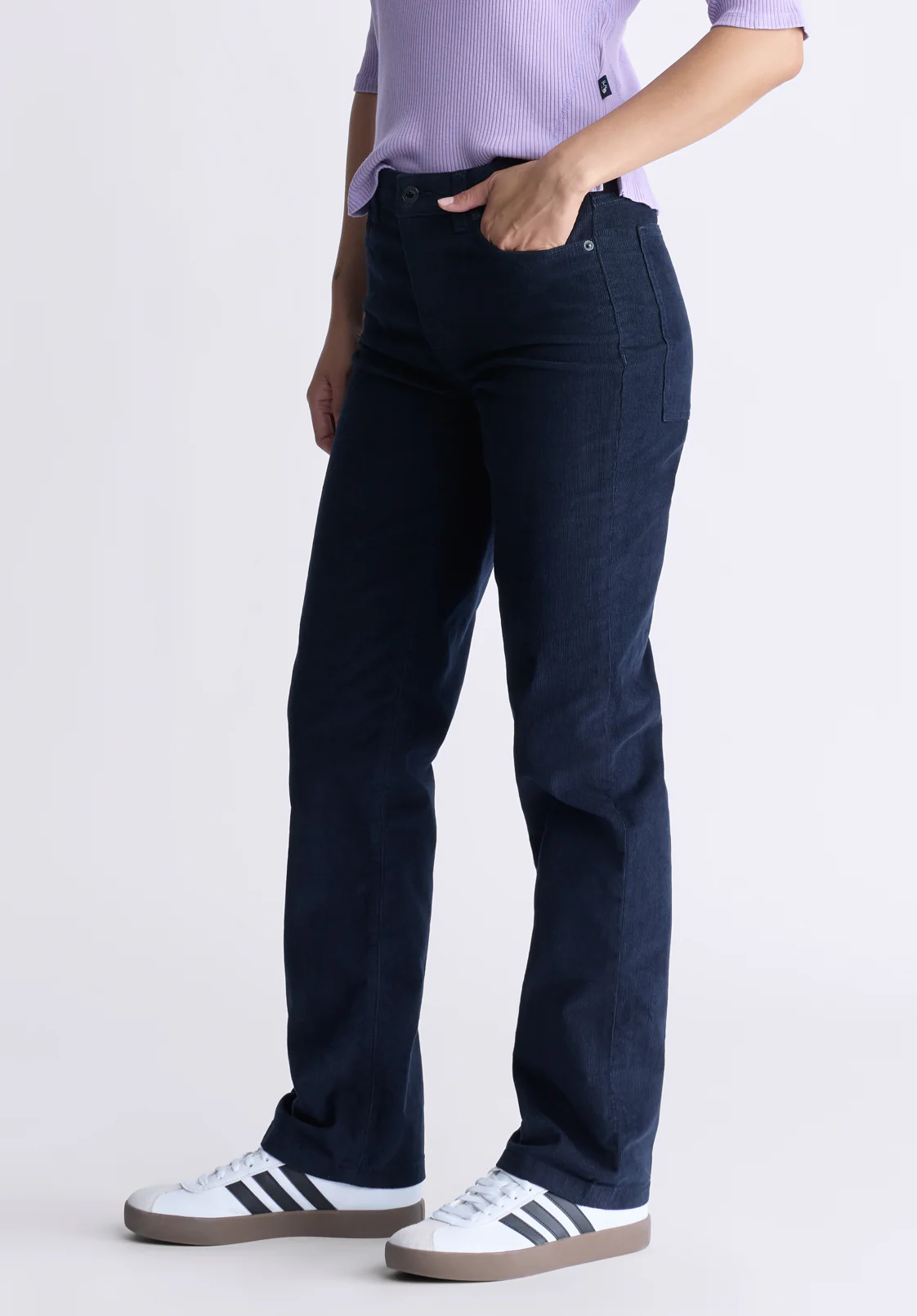 Mid Rise Straight Mary Women's Pants, Rinse Washed Navy - BL16007 - Image 4