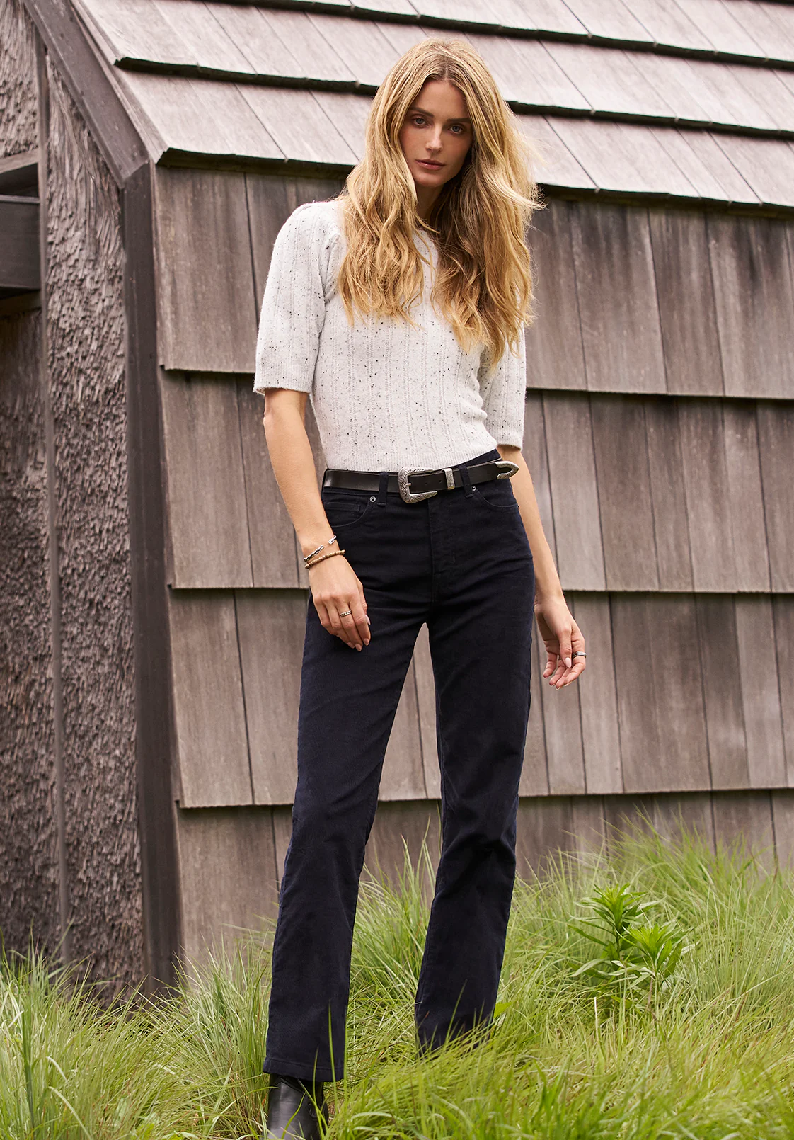 Mid Rise Straight Mary Women's Pants, Rinse Washed Navy - BL16007 - Image 8