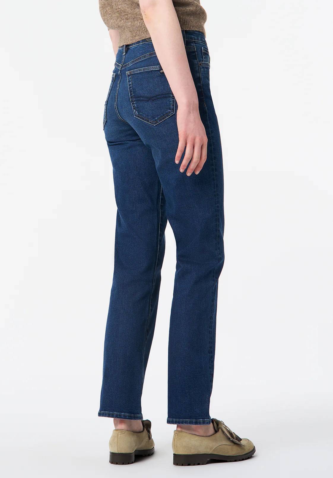 Mid Rise Straight Mary Women's Jeans, Contrasted Indigo - BL16151 - Image 3