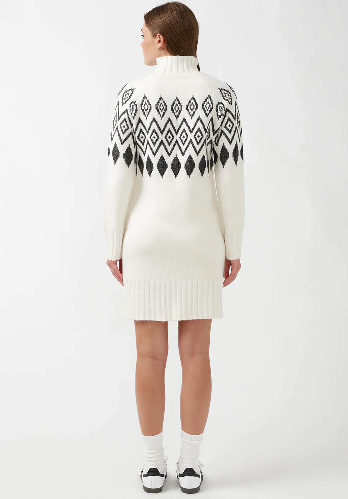 Massima Women's Long Sleeve Mock Neck Sweater Dress in Ivory - SD0001H - Image 4