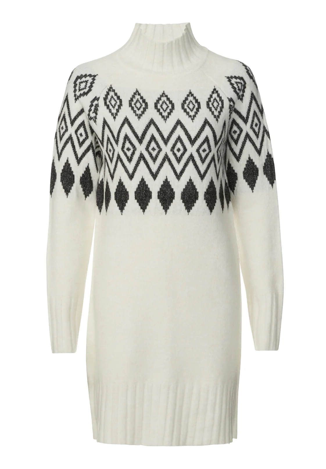 Massima Women's Long Sleeve Mock Neck Sweater Dress in Ivory - SD0001H - Image 6